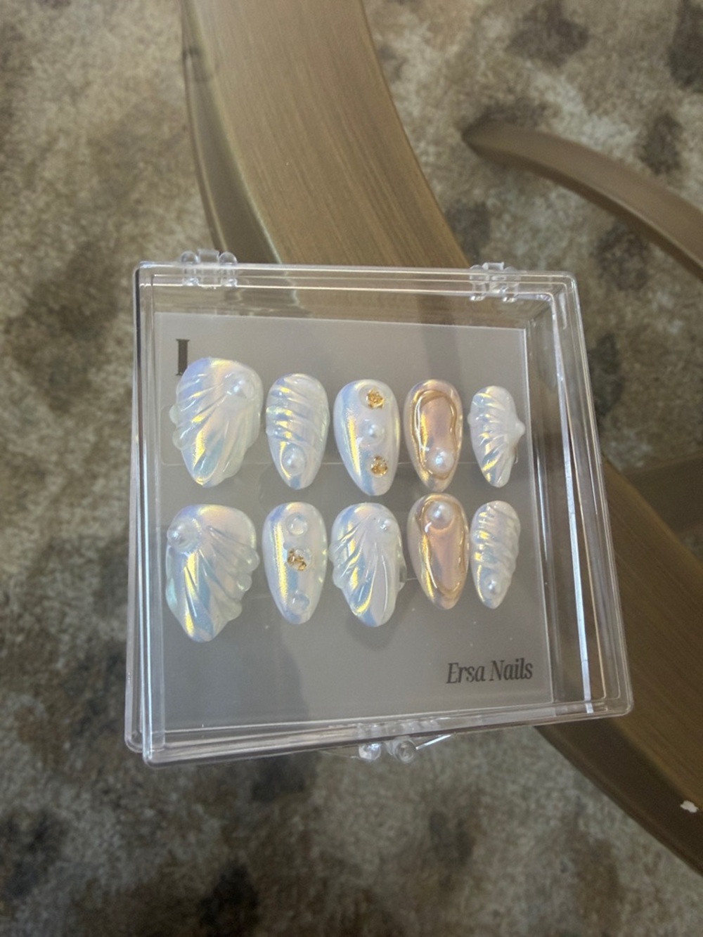 Brand New Iridescent White Pearl Press-On Nail Set